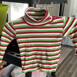 Striped Red and Green Kids Turtleneck Shirt